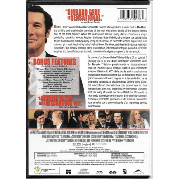 The Hoax DVD Richard Gere Drama Movie Bilingual - Canadian Release - DVD 4235 - Picture 2 of 2